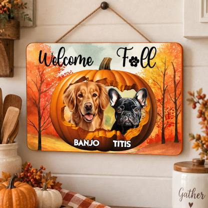 Personalized Pumpkin Dog Sign - Pet Portrait