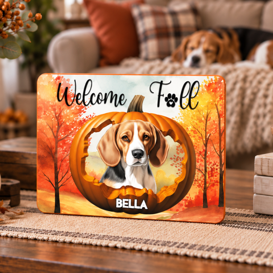 Personalized Pumpkin Dog Sign - Pet Portrait