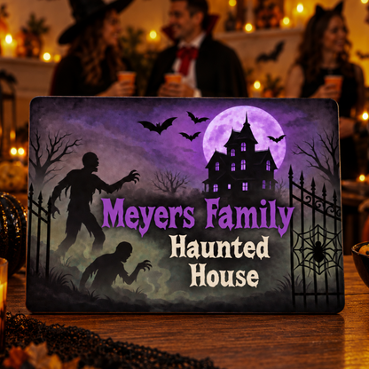 Personalized Halloween Family Decor Sign - Zombie Haunted House