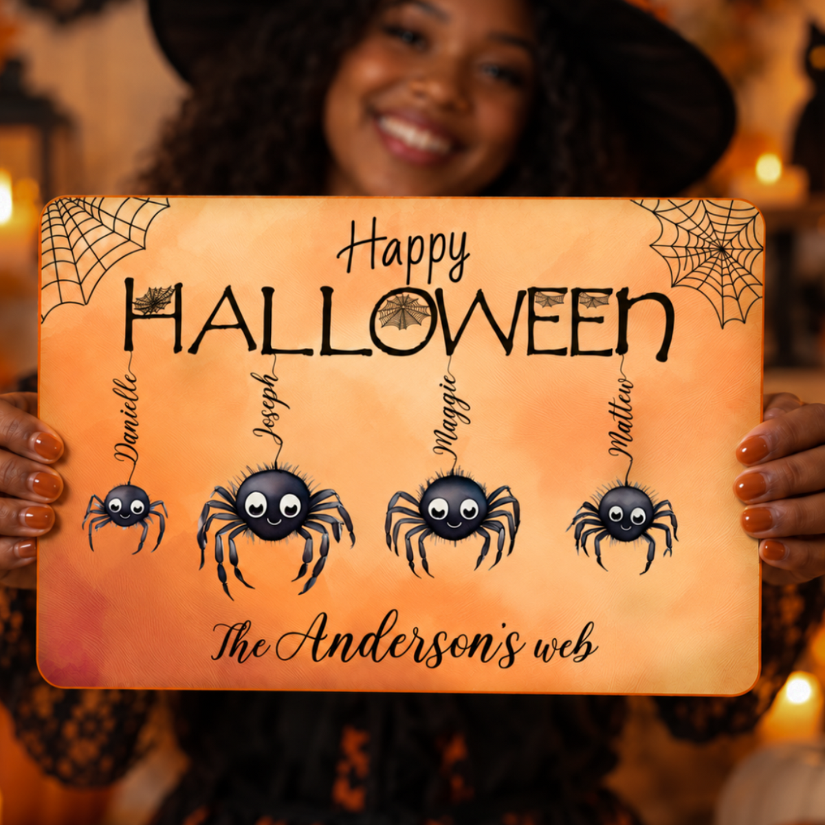 Personalized Halloween Spider Family Sign
