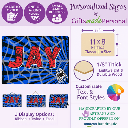 Personalized Superhero Sign - Custom Spider Web Name
